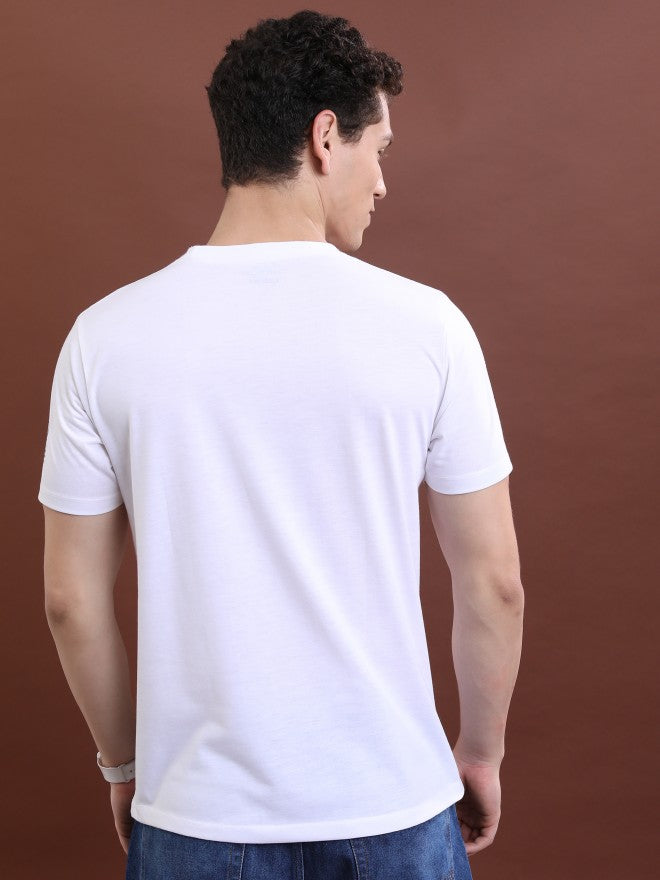 Highlander Men White Printed Round Neck T-Shirt - White - Image 3