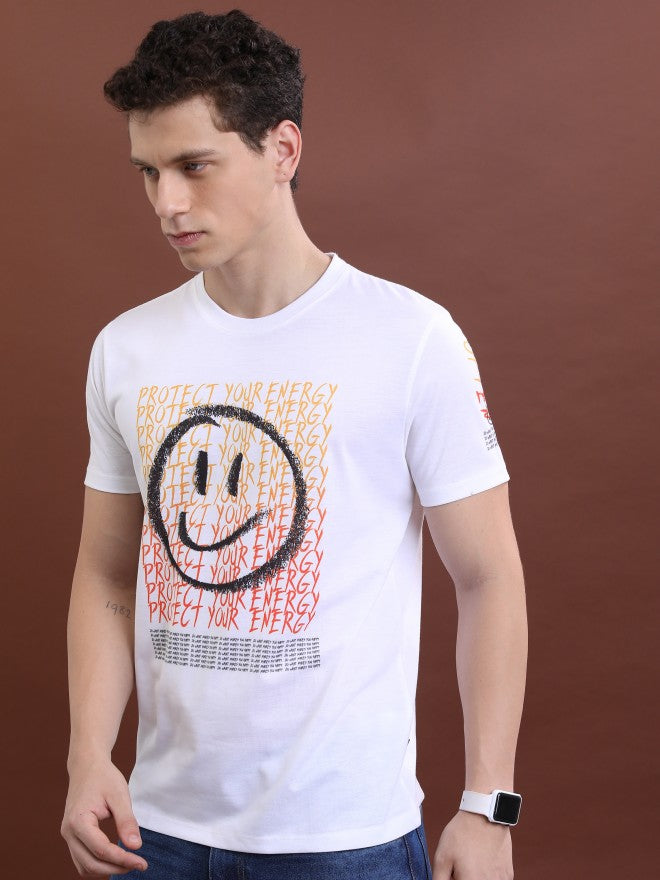 Highlander Men White Printed Round Neck T-Shirt - White - Image 4