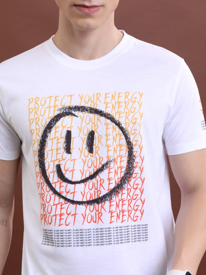 Highlander Men White Printed Round Neck T-Shirt - White - Image 5