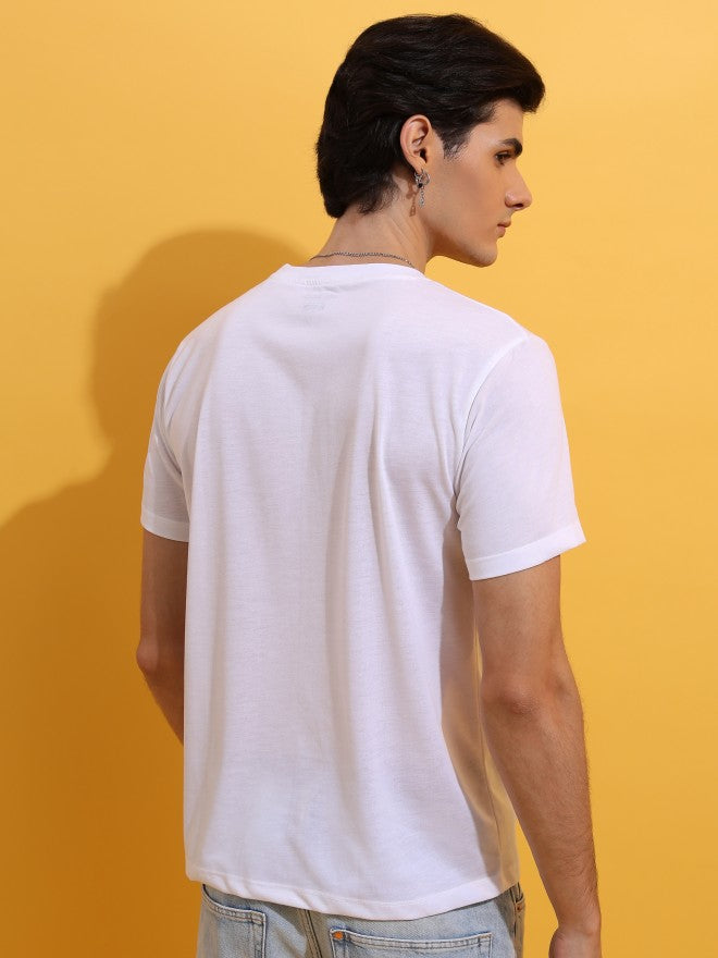 Highlander Men White Printed Round Neck T-Shirt - White - Image 3