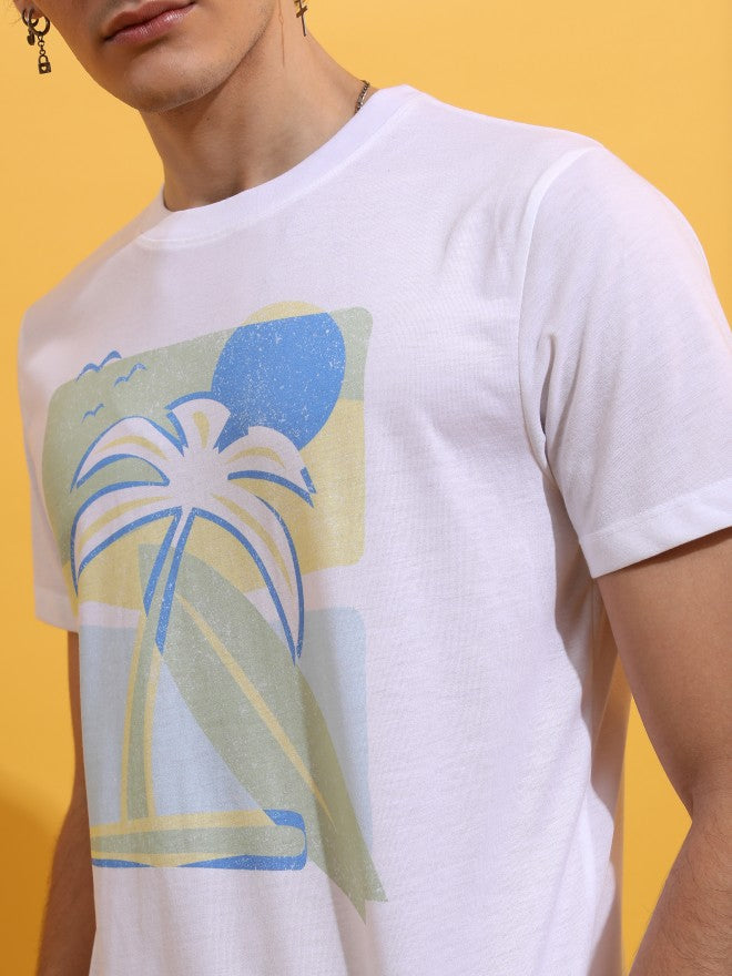 Highlander Men White Printed Round Neck T-Shirt - White - Image 5
