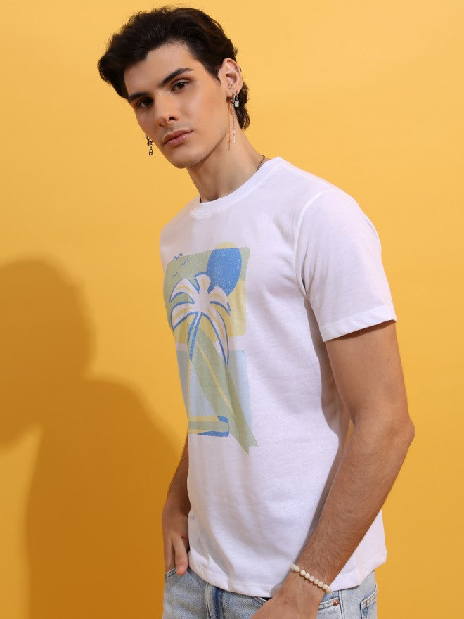 Highlander Men White Printed Round Neck T-Shirt - White - Image 7