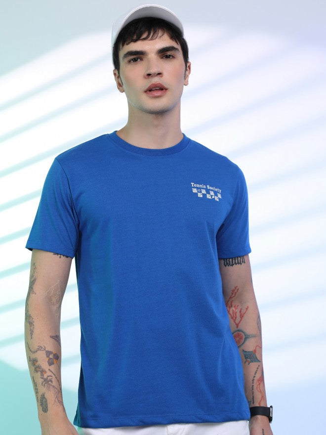 Highlander Men Blue Printed Round Neck T-Shirt - Blue - Image 3