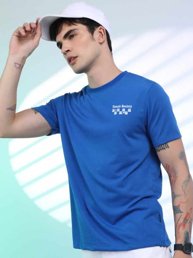 Highlander Men Blue Printed Round Neck T-Shirt - Blue - Image 4