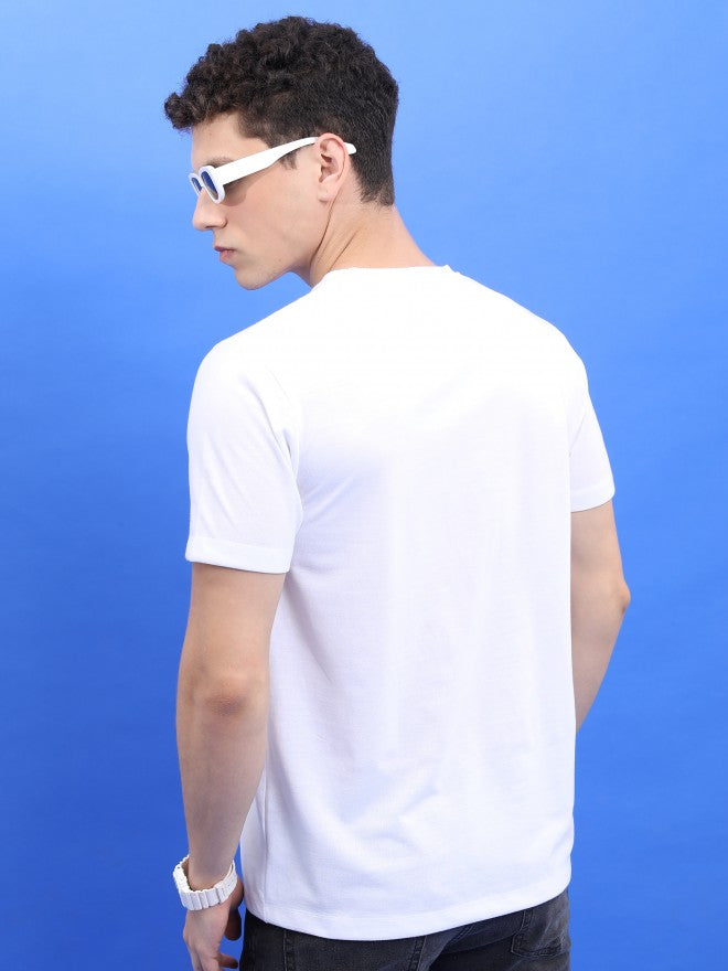 Highlander Men White Printed Round Neck Slim Fit T-Shirt - White - Image 3