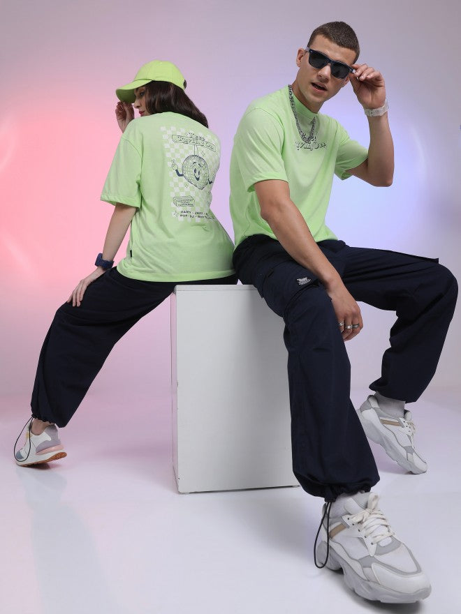 Highlander Unisex Lime Green Printed Oversized Fit T-Shirt - Green - Image 2