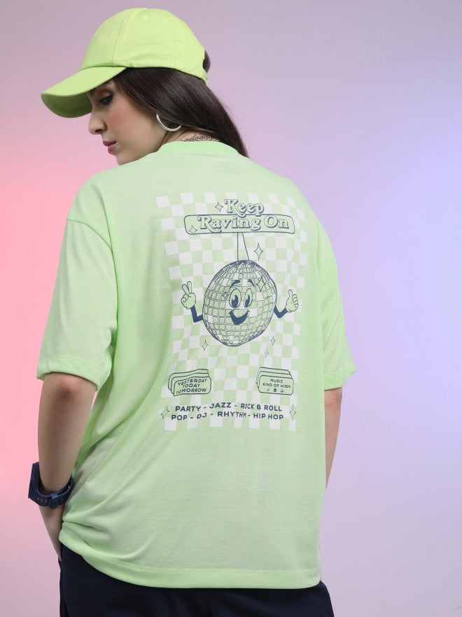 Highlander Unisex Lime Green Printed Oversized Fit T-Shirt - Green - Image 3