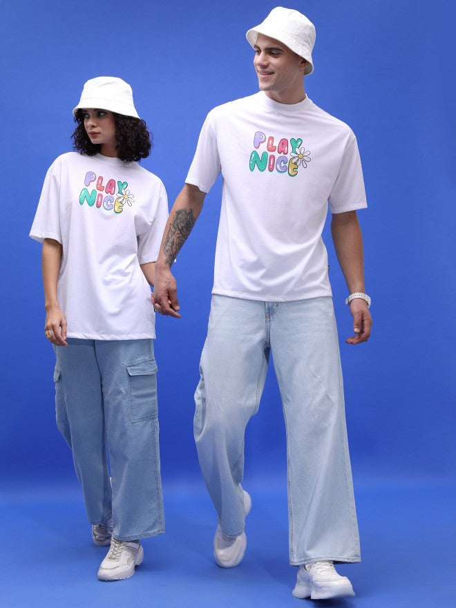 Highlander Unisex White Printed Oversized Fit T-Shirt - White - Image 2