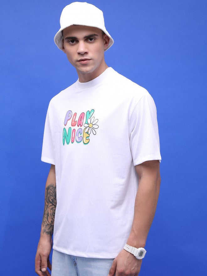 Highlander Unisex White Printed Oversized Fit T-Shirt - White - Image 4