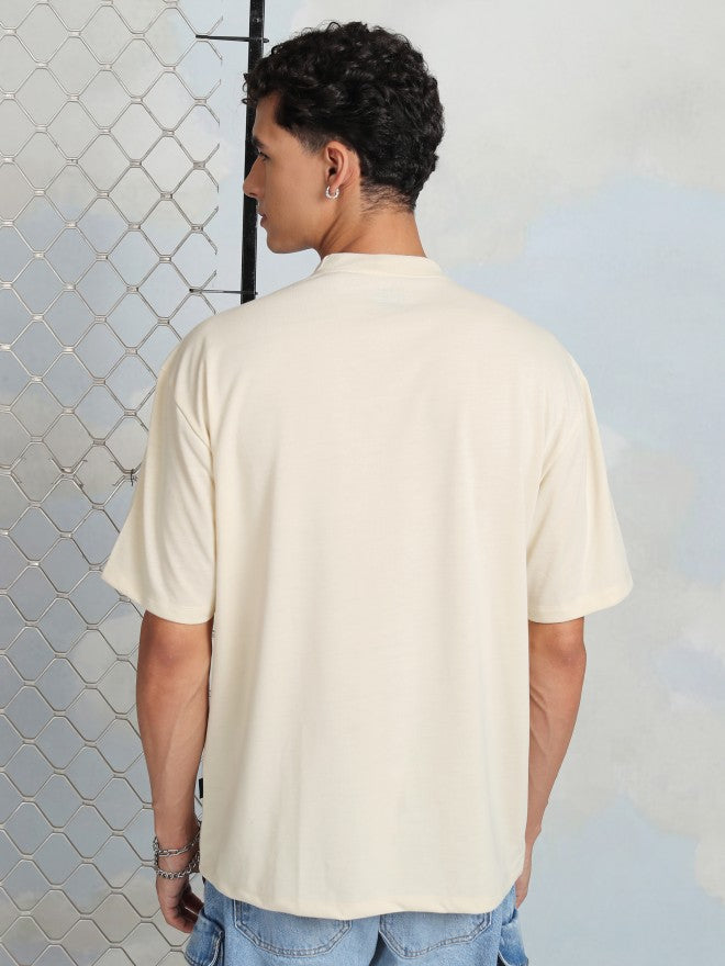 Highlander Men Cream Printed Round Neck T-Shirt - Cream - Image 3