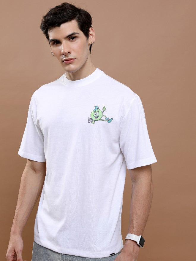 Highlander Unisex White Round Neck Printed Oversized Fit T-Shirt - White - Image 4