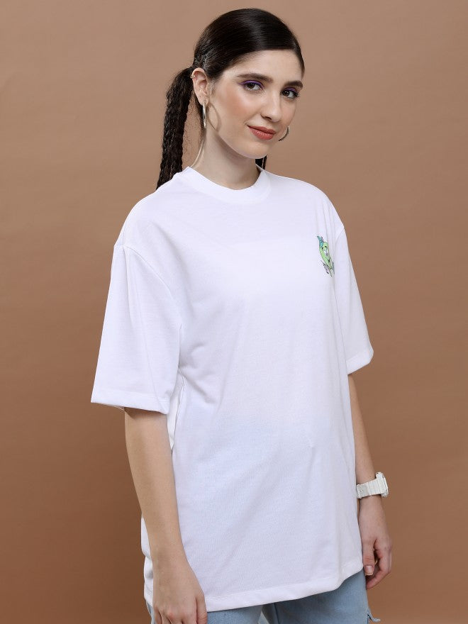 Highlander Unisex White Round Neck Printed Oversized Fit T-Shirt - White - Image 6