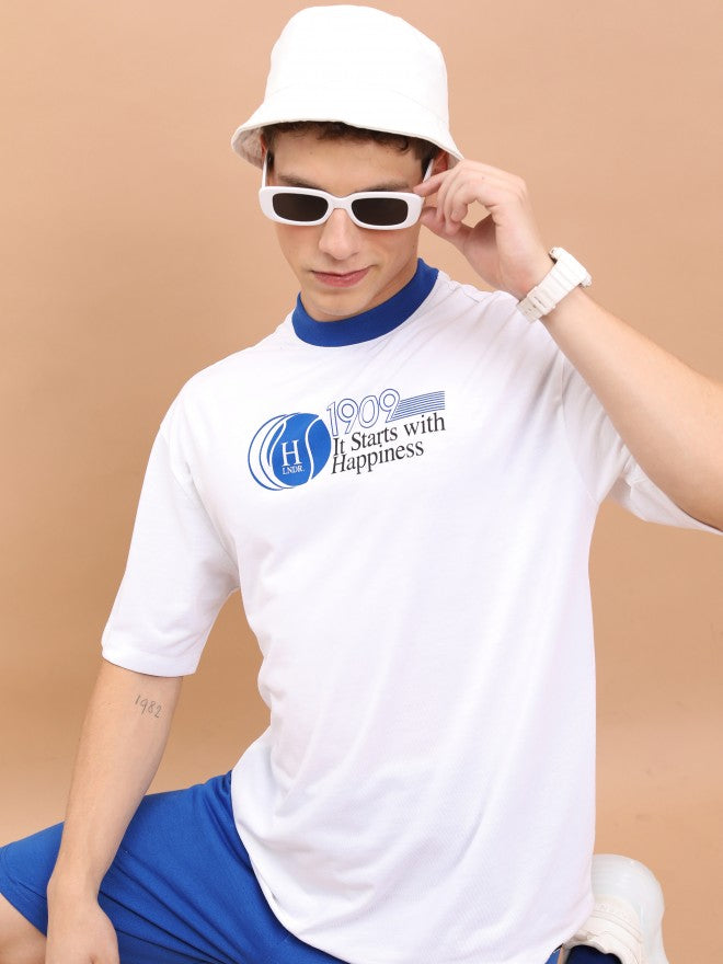 Highlander Unisex White Printed Oversized Fit T-Shirt - White - Image 1