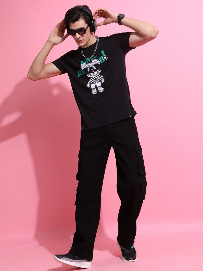 Highlander Men Black Printed Round Neck T-Shirt - Black - Image 2