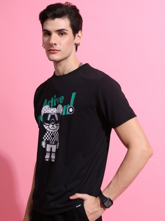 Highlander Men Black Printed Round Neck T-Shirt - Black - Image 4