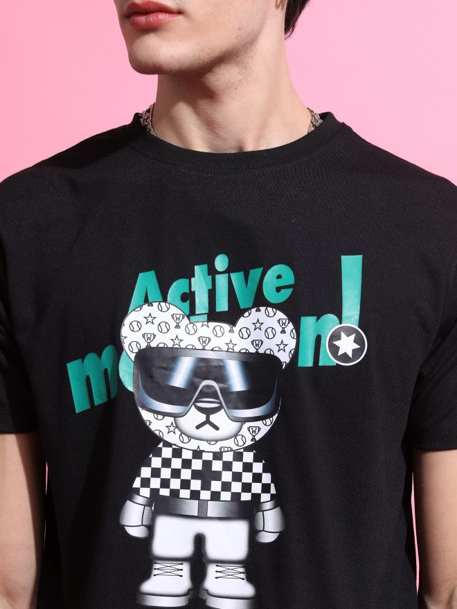 Highlander Men Black Printed Round Neck T-Shirt - Black - Image 5