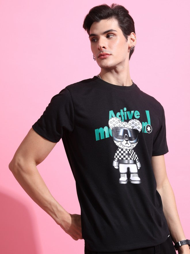 Highlander Men Black Printed Round Neck T-Shirt - Black - Image 6