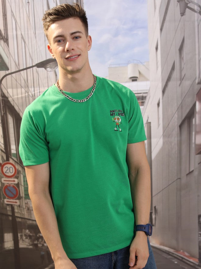 Highlander Men Green Printed Round Neck T-Shirt - Green - Image 3