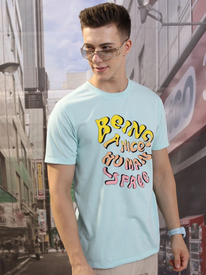 Highlander Men Blue Printed Round Neck T-Shirt - Blue - Image 6
