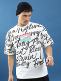 Highlander Unisex White Printed Oversized Fit T-Shirt - White - Image 1