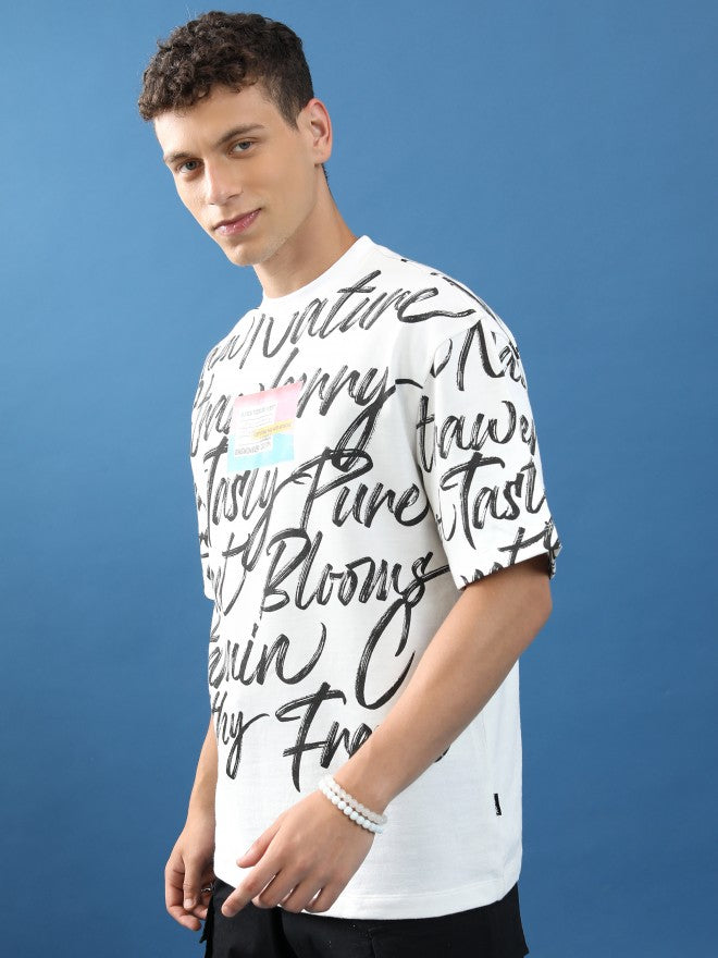 Highlander Unisex White Printed Oversized Fit T-Shirt - White - Image 4