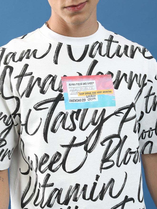 Highlander Unisex White Printed Oversized Fit T-Shirt - White - Image 5