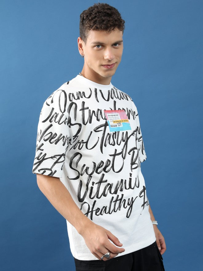 Highlander Unisex White Printed Oversized Fit T-Shirt - White - Image 6