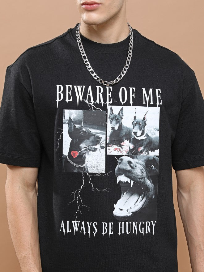 Highlander Unisex Black Round Neck Printed Oversized Fit T-Shirt - Black - Image 5