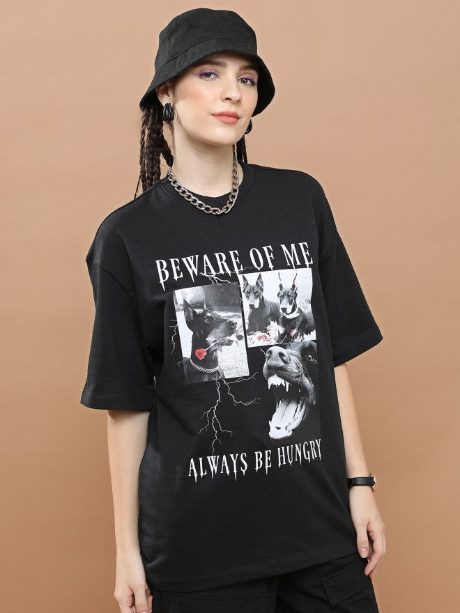 Highlander Unisex Black Round Neck Printed Oversized Fit T-Shirt - Black - Image 6