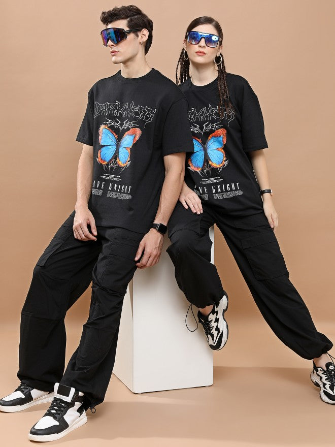 Highlander Unisex Black Round Neck Printed Oversized Fit T-Shirt - Black - Image 2
