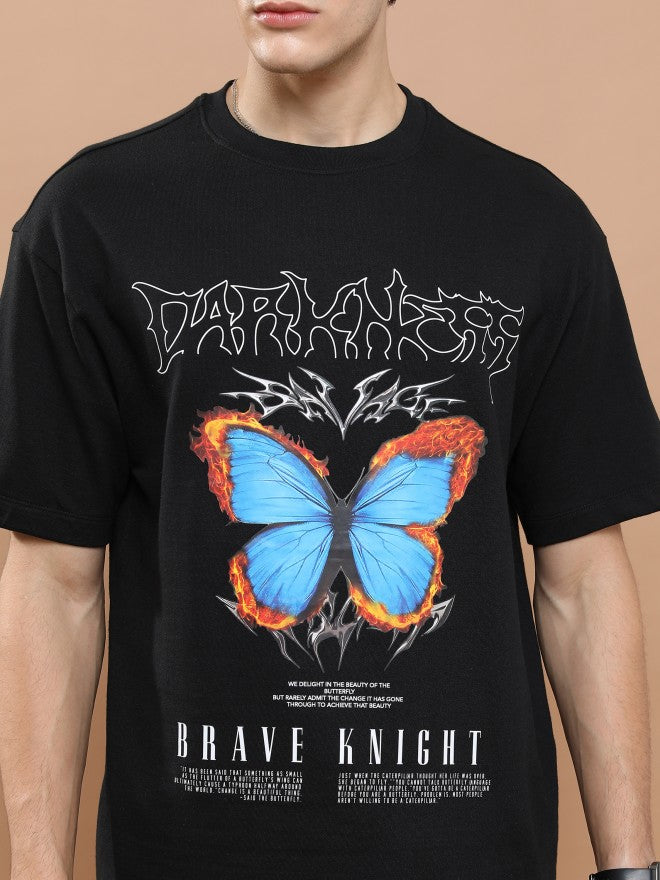 Highlander Unisex Black Round Neck Printed Oversized Fit T-Shirt - Black - Image 5