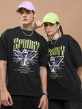 Highlander Unisex Black Round Neck Printed Oversized Fit T-Shirt - Black - Image 1