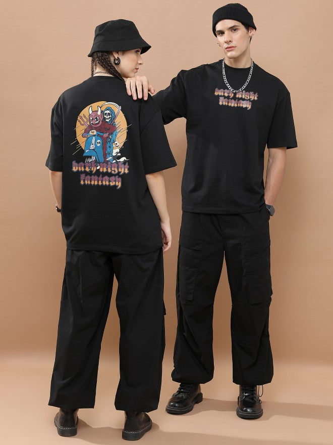 Highlander Unisex Black Round Neck Printed Oversized Fit T-Shirt - Black - Image 2