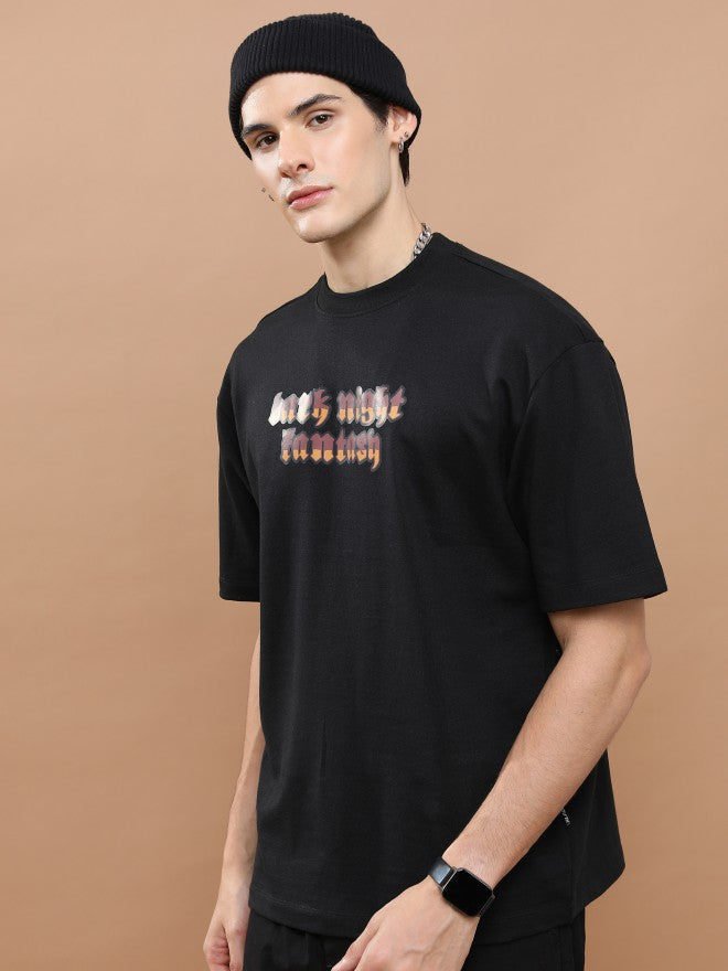 Highlander Unisex Black Round Neck Printed Oversized Fit T-Shirt - Black - Image 4