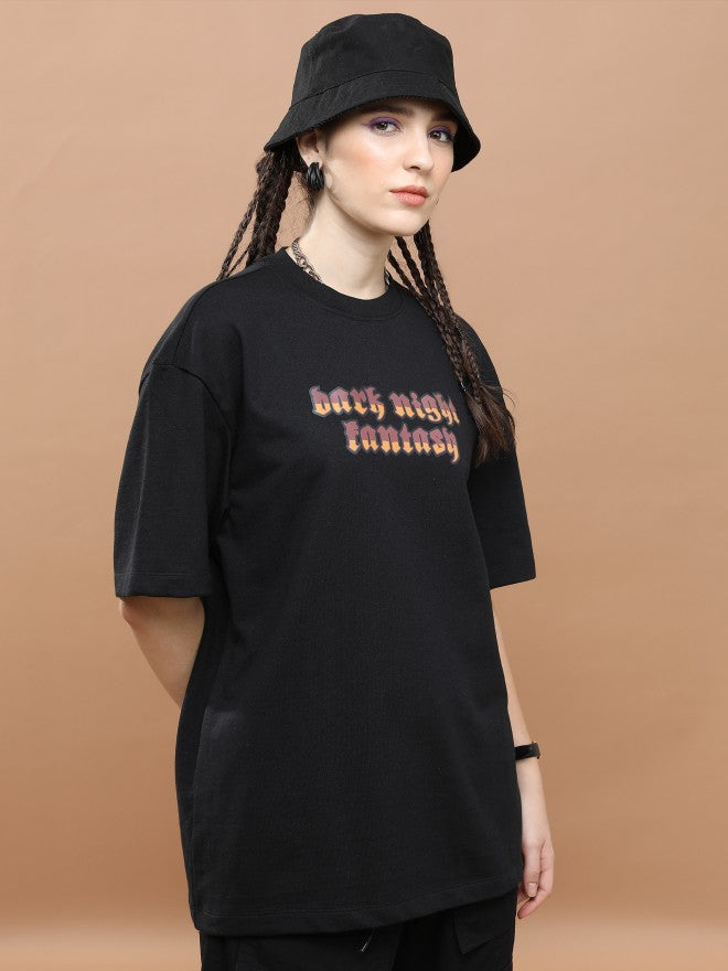Highlander Unisex Black Round Neck Printed Oversized Fit T-Shirt - Black - Image 6