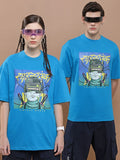 Highlander Unisex Blue Round Neck Printed Oversized Fit T-Shirt - Blue - Image 1