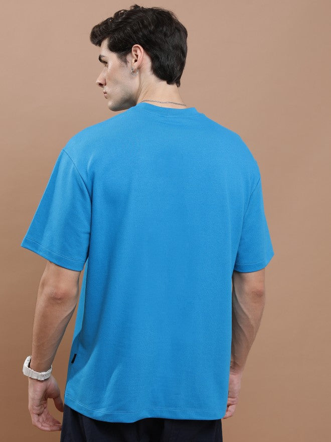 Highlander Unisex Blue Round Neck Printed Oversized Fit T-Shirt - Blue - Image 3