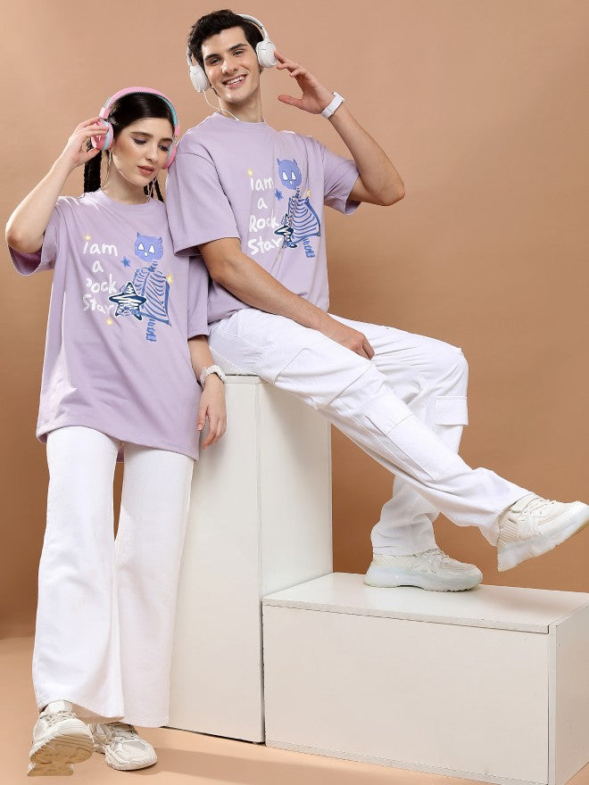 Highlander Unisex Lavender Round Neck Printed Oversized Fit T-Shirt - Lavender - Image 2
