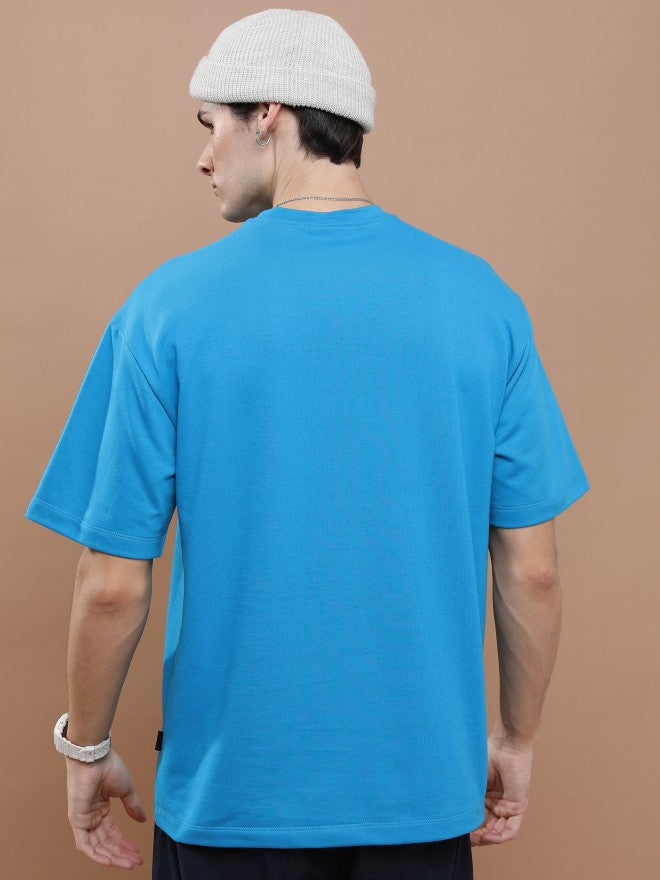 Highlander Unisex Blue Round Neck Printed Oversized Fit T-Shirt - Blue - Image 3