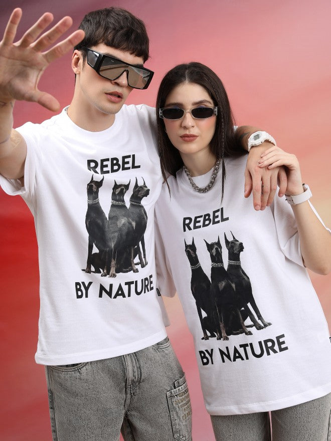Highlander Unisex White Printed Oversized Fit T-Shirt - White - Image 1
