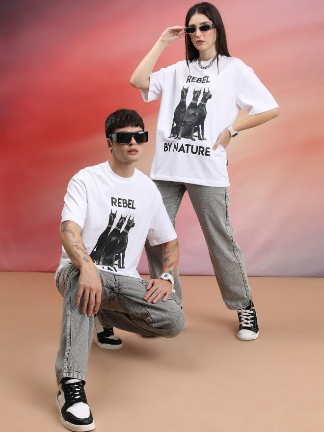 Highlander Unisex White Printed Oversized Fit T-Shirt - White - Image 2