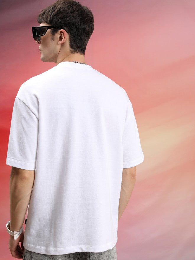 Highlander Unisex White Printed Oversized Fit T-Shirt - White - Image 3