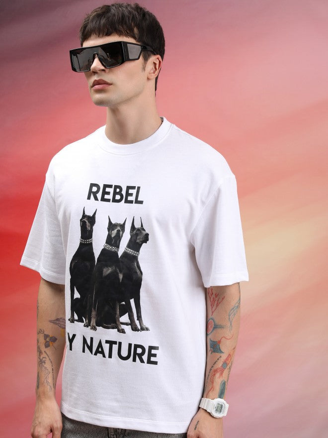 Highlander Unisex White Printed Oversized Fit T-Shirt - White - Image 4