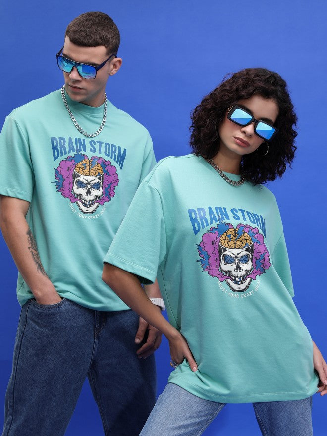 Highlander Unisex Mint Printed Oversized Fit T-Shirt - Green - Image 1