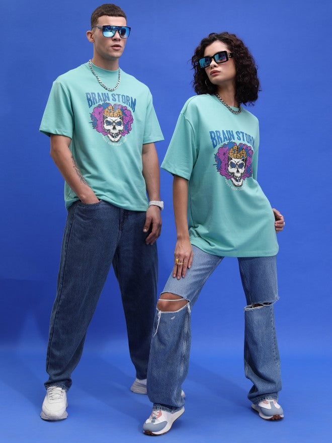 Highlander Unisex Mint Printed Oversized Fit T-Shirt - Green - Image 2