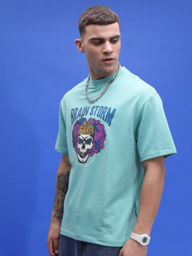 Highlander Unisex Mint Printed Oversized Fit T-Shirt - Green - Image 4