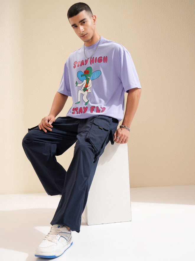Highlander Men Lavender Printed Oversized Fit T-Shirt - Lavender - Image 2