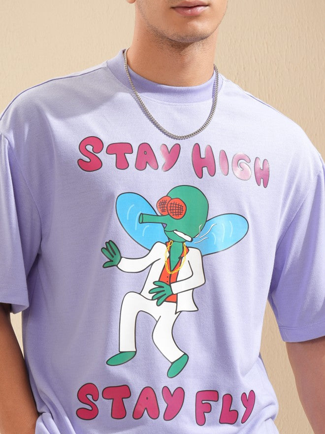 Highlander Men Lavender Printed Oversized Fit T-Shirt - Lavender - Image 5