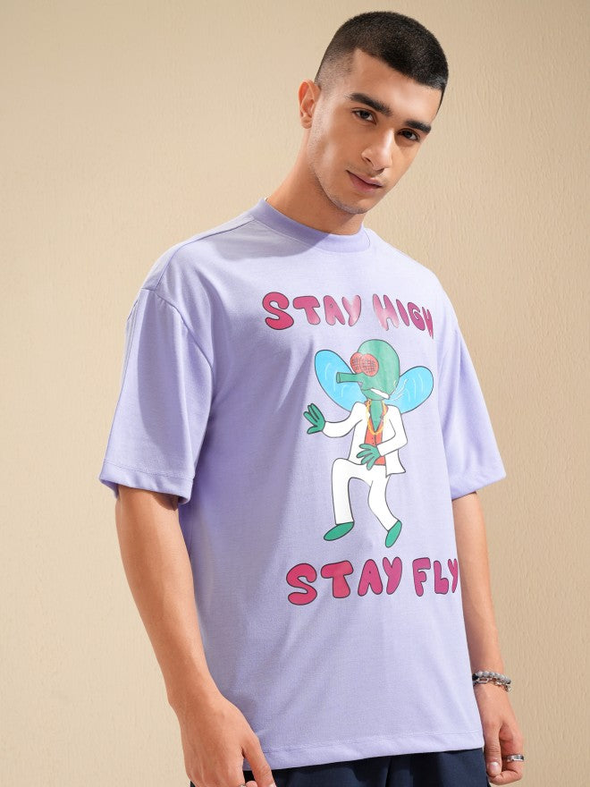 Highlander Men Lavender Printed Oversized Fit T-Shirt - Lavender - Image 6