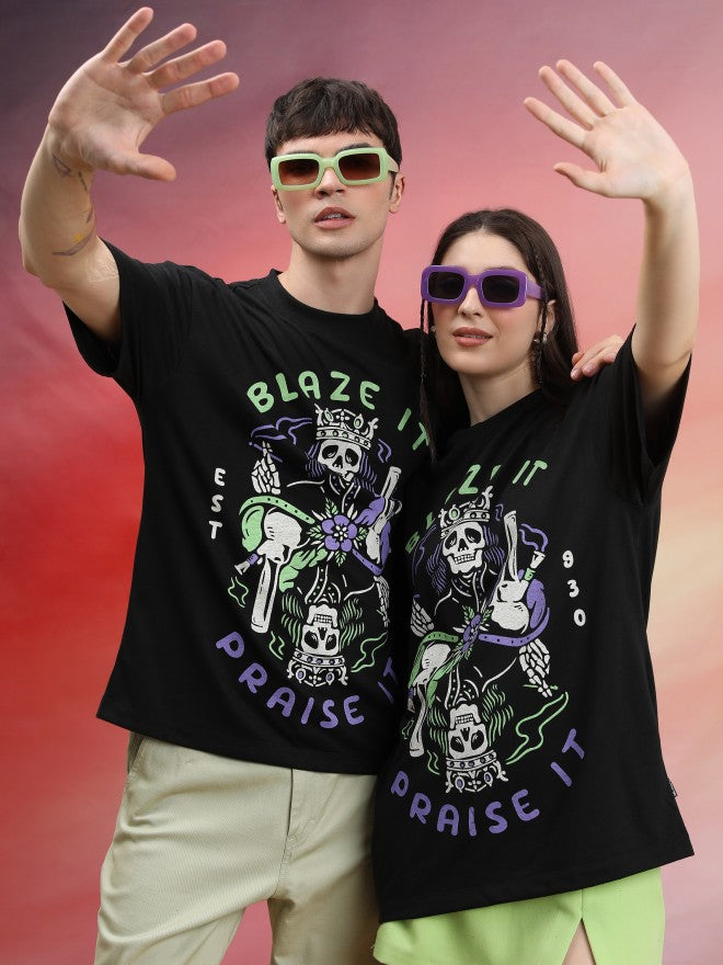 Highlander Unisex Black Printed Oversized Fit T-Shirt - Black - Image 1